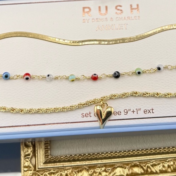 Rush Jewelry - Rush by Denis & Charles 3-Piece Gold Anklet Set